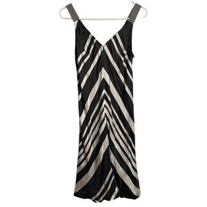 Trina Turk Womens Cayson Dress S Black White Chevron Bias Cut Sleeveless